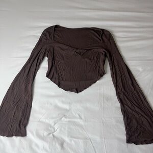 Cute brown crop top long sleeve